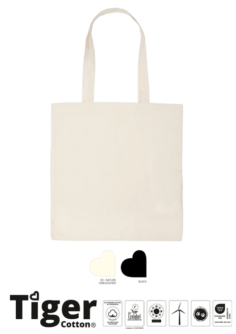 T90014 TIGER COTTON SHOPPING BAG, LONG HANDLES