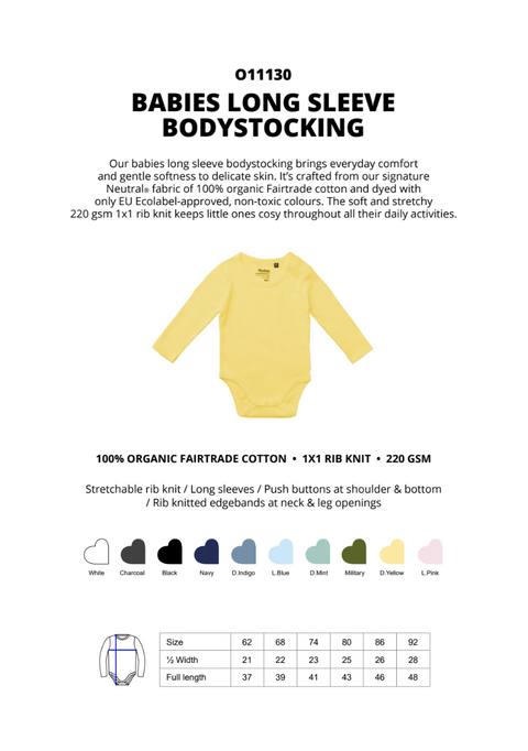 FAIRTRADE ORGANIC LONG SLEEVE BABYSTOCKING NEUTRAL® O11130