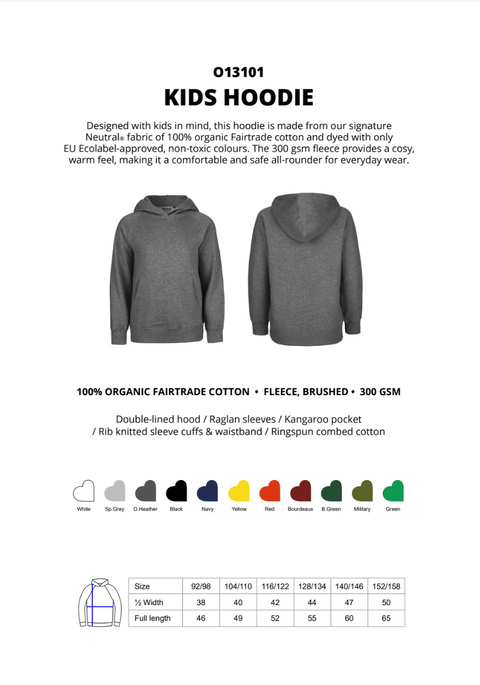 FAIRTRADE ORGANIC KIDS HOODIE NEUTRAL® O13101
