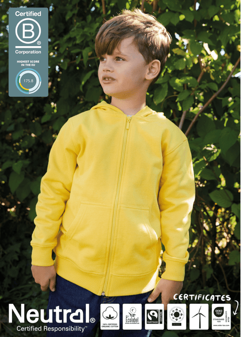 FAIRTRADE ORGANIC KIDS ZIP HOODIE NEUTRAL® O13301