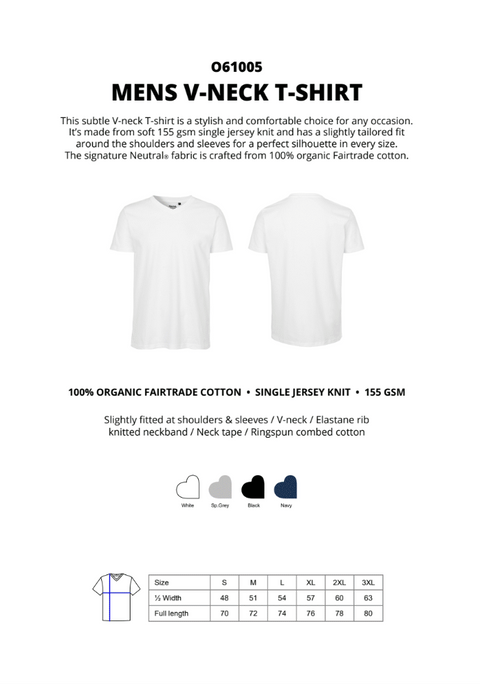 FAIRTRADE ORGANIC V-NECK T-SHIRT NEUTRAL® O61005