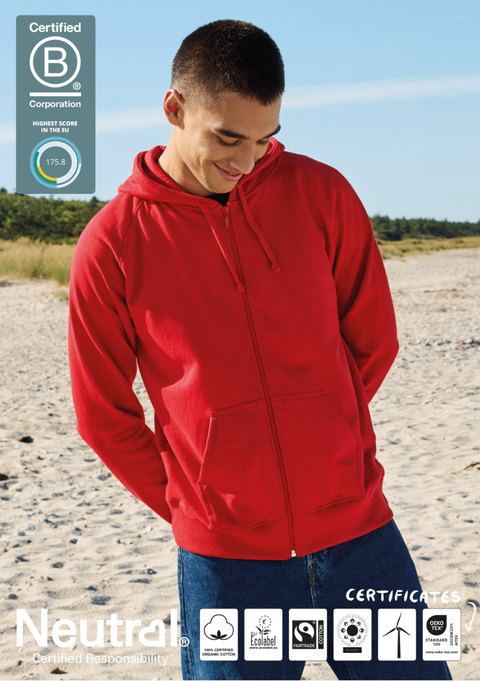 FAIRTRADE ORGANIC MENS ZIP HOODIE NEUTRAL® O63301