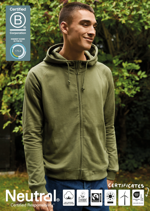 FAIRTRADE ORGANIC UNISEX HOODIE W. HIDDEN ZIP NEUTRAL® O63401