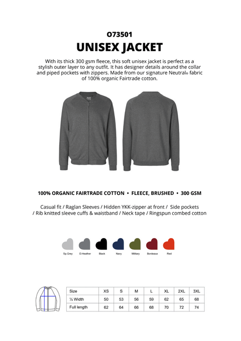 FAIRTRADE ORGANIC UNISEX JACKET NEUTRAL® O73501