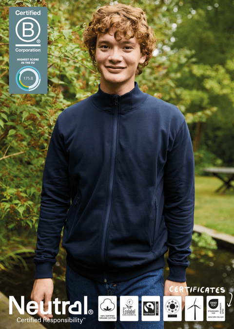 FAIRTRADE ORGANIC UNISEX HIGH NECK JACKET NEUTRAL® O73601