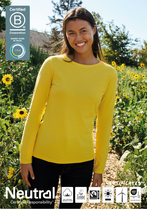FAIRTRADE ORGANIC LADIES LONG SLEEVE T-SHIRT NEUTRAL® O81050