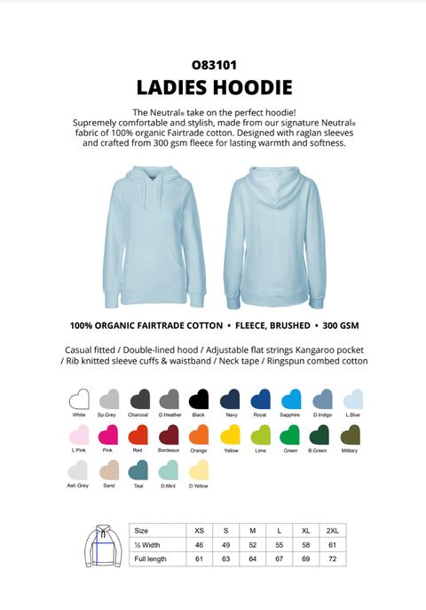 FAIRTRADE ORGANIC LADIES HOODIE NEUTRAL® O83101