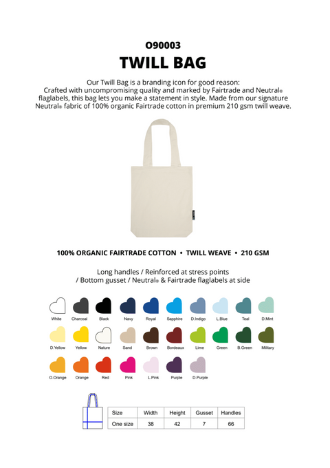FAIRTRADE ORGANIC TWILL BAG NEUTRAL® O90003