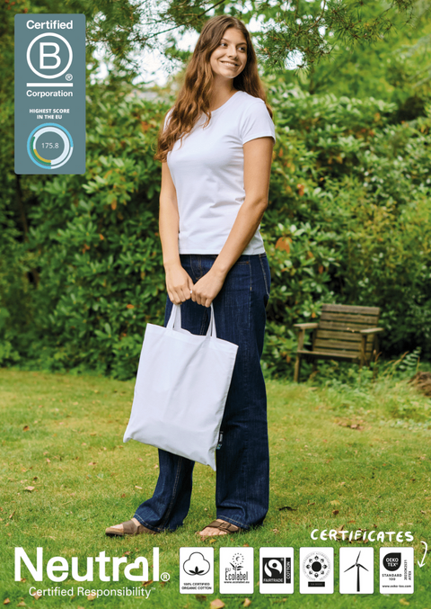 FAIRTRADE ORGANIC SHOPPING BAG WT. SHORT HANDLES NEUTRAL® O90004