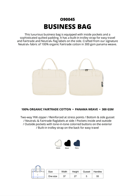 FAIRTRADE ORGANIC BUSINESS BAG NEUTRAL® O90045