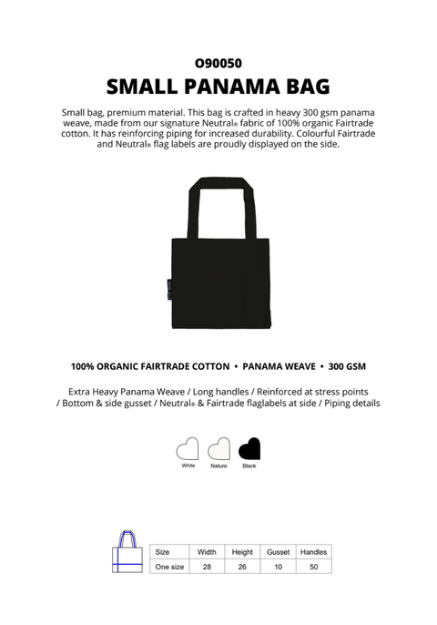 FAIRTRADE ORGANIC SMALL PANAMA BAG NEUTRAL® O90050