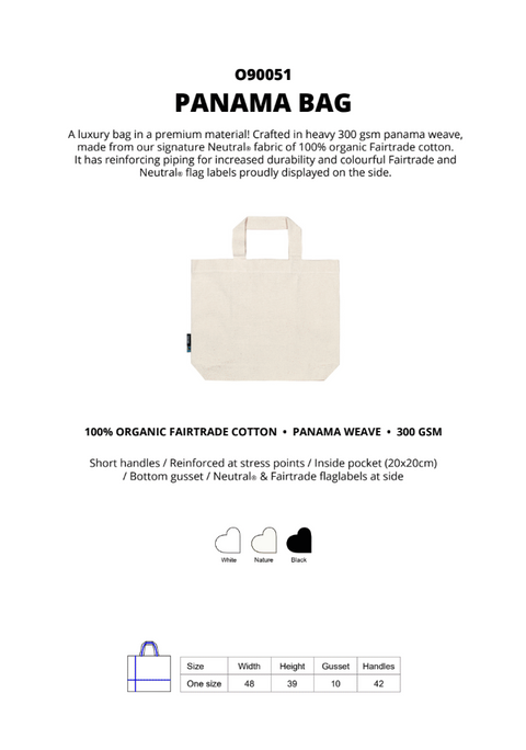 FAIRTRADE OGANIC PANAMA BAG NEUTRAL® O90051