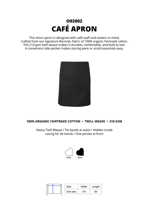FAIRTRADE ORGANIC CAFÉ APRON NEUTRAL® O92002