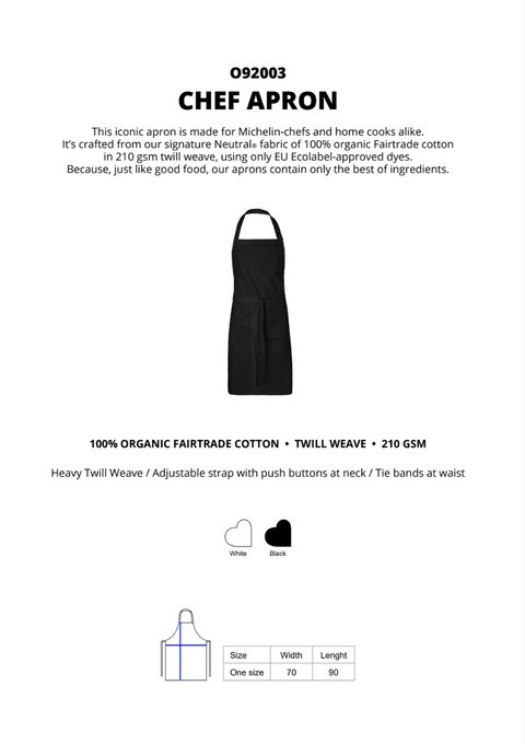 FAIRTRADE ORGANIC CHEF APRON NEUTRAL® O92003