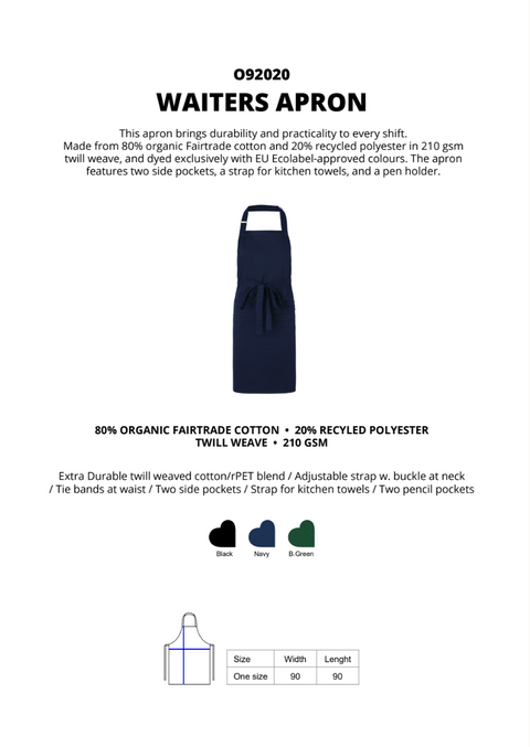 FAIRTRADE ORGANIC WAITERS APRON NEUTRAL® O92020