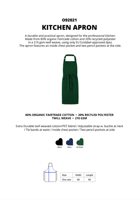 FAIRTRADE ORGANIC KITCHEN APRON NEUTRAL® O92021