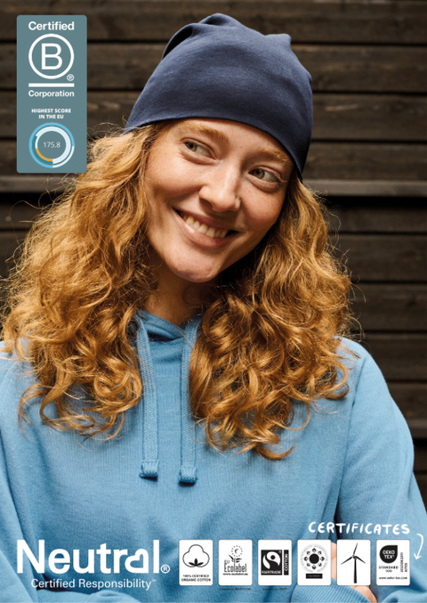FAIRTRADE ORGANIC INTERLOCK BEANIE NEUTRAL® O93051