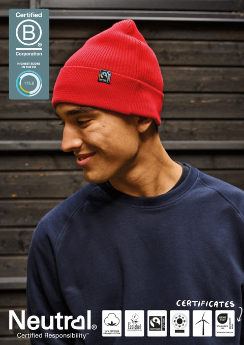 FAIRTRADE ORGANIC MIXED KNIT BEANIE NEUTRAL® O93056