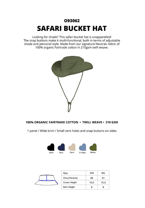 FAIRTRADE ORGANIC SAFARI BUCKET HAT NEUTRAL® O93062