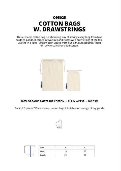 FAIRTRADE ORGANIC DRAWSTRING BAG NEUTRAL® O95025