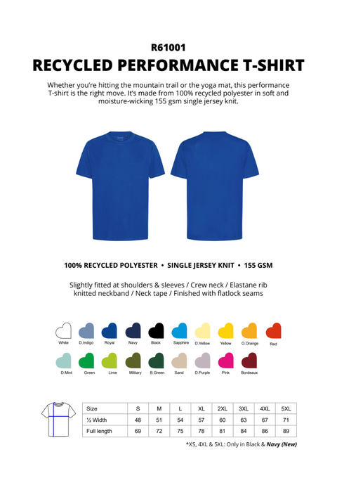 SUSTAINABLE RECYCLED PERFORMANCE T-SHIRT NEUTRAL® R61001