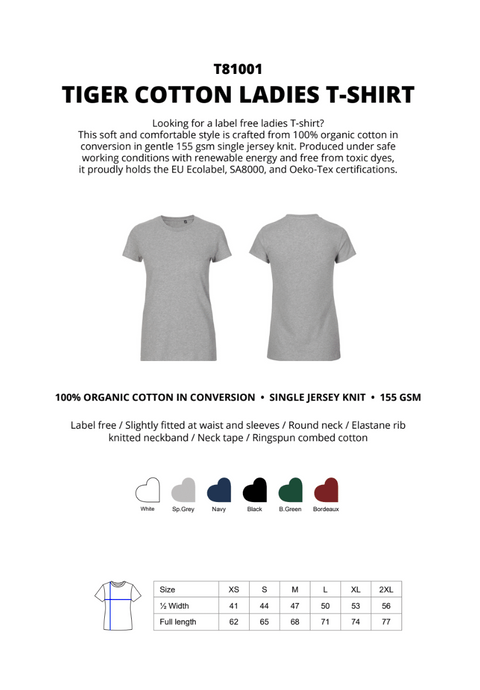 TIGER COTTON® LADIES T-SHIRT NEUTRAL® T81001