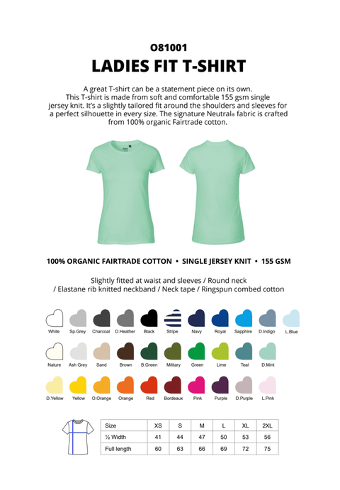 FAIRTRADE ORGANIC LADIES FIT T-SHIRT NEUTRAL® O81001