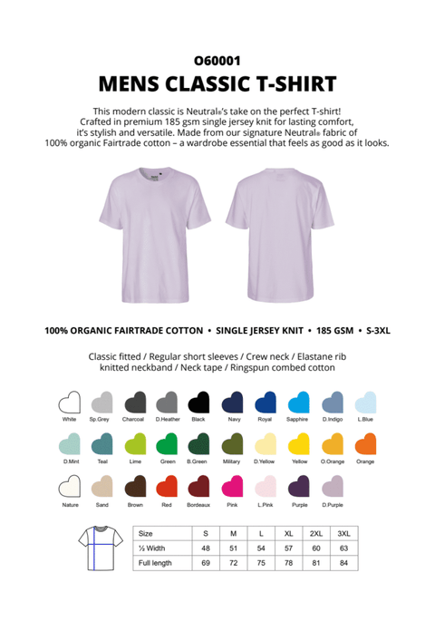 FAIRTRADE ORGANIC CLASSIC T-SHIRT NEUTRAL® O60001