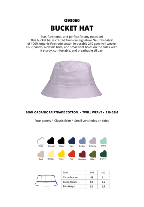 FAIRTRADE ORGANIC BUCKET HAT NEUTRAL® O93060